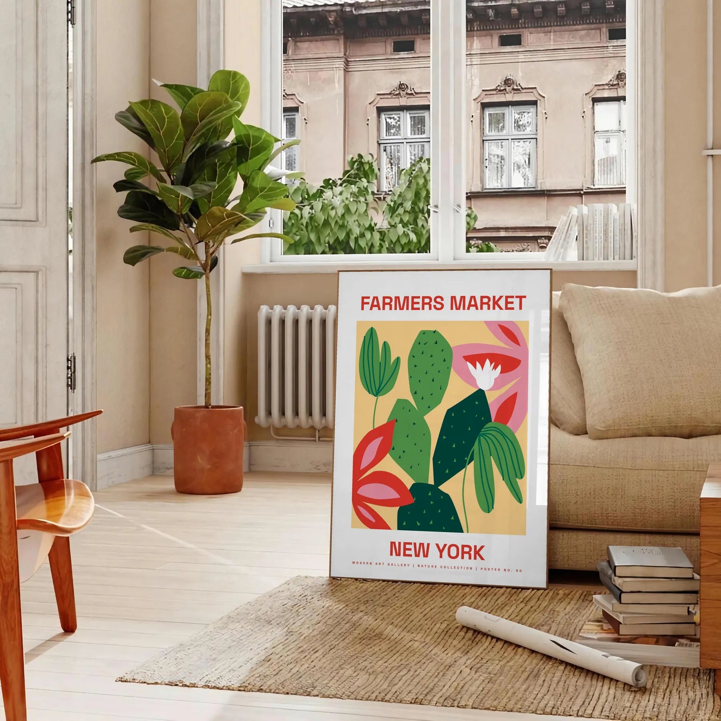 space vibrant Farmer Market Botanical Poster greens rich oranges fresh organic feel decor wall art thoughtful gift artwork natural touch sizes A4 cm A0