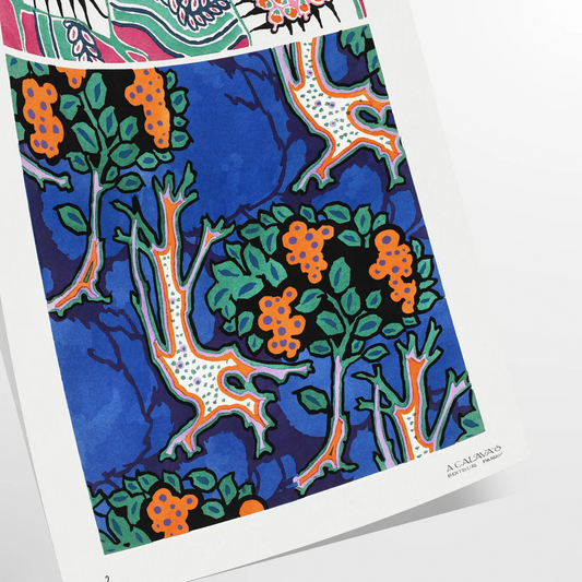 vibrant allure nature Plant EA Séguy poster orange blue hues wall art unique gift artwork space botanical haven A4 cm A0 print dimensions