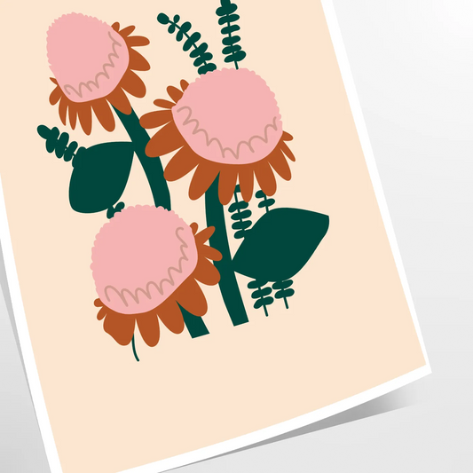 space vibrant plant poster lush green orange hues unique wall art gift stunning print nature indoors decor multiple sizes A4 cm A0