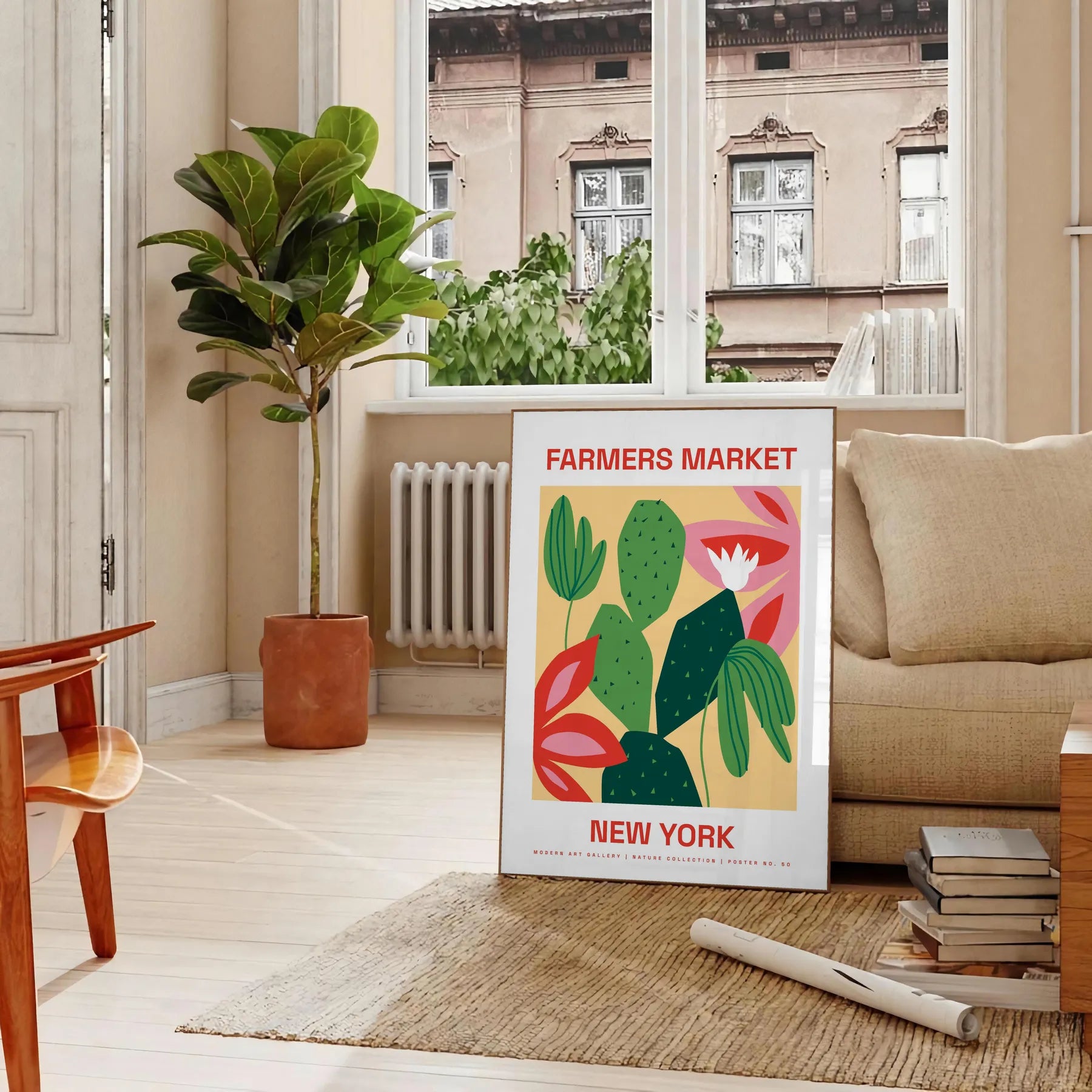 space vibrant Farmer Market Botanical Poster greens rich oranges fresh organic feel decor wall art thoughtful gift artwork natural touch sizes A4 cm A0
