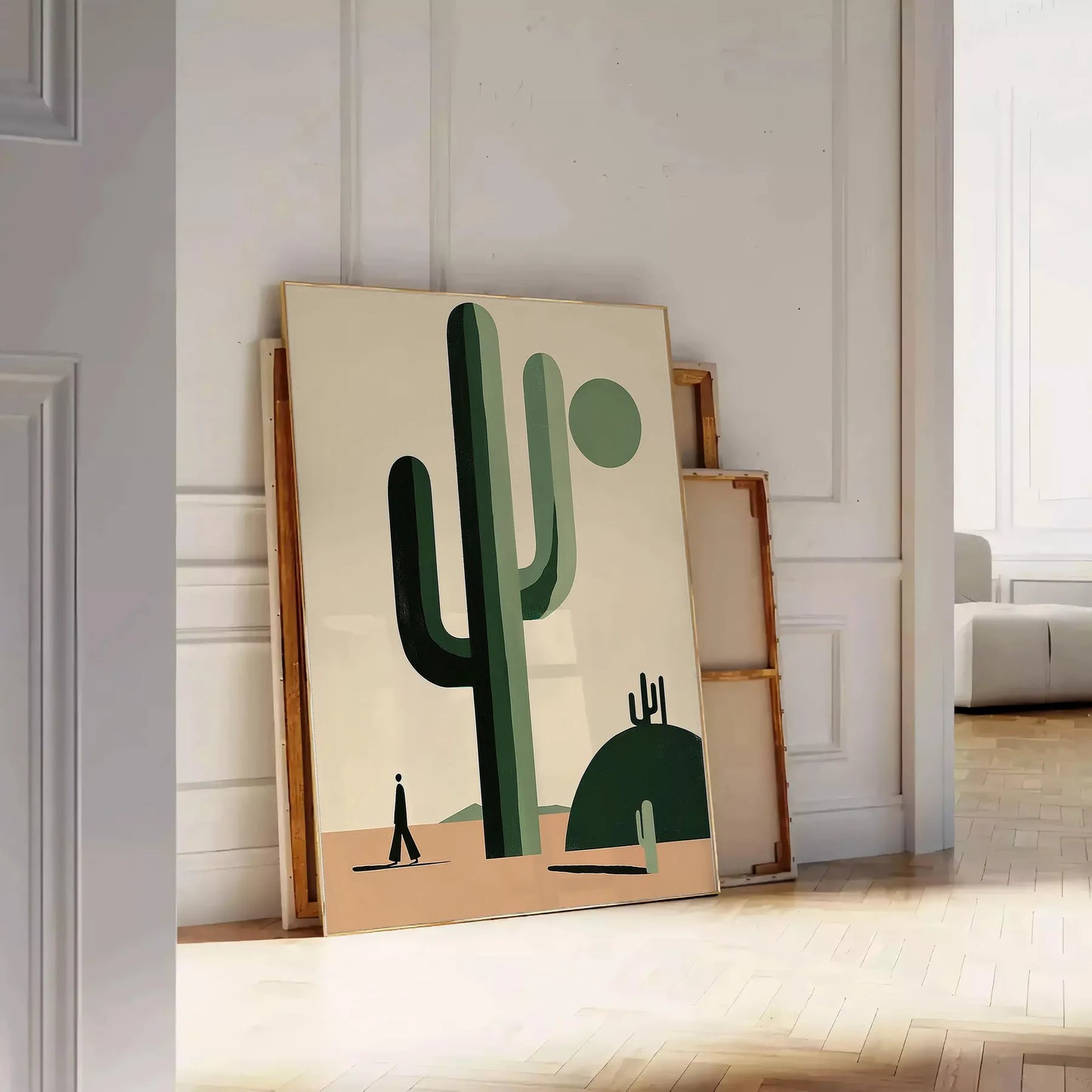 space minimal botanical cactus print poster elegant black gray hues chic wall art modern touch perfect unique artwork thoughtful gift sizes A4 cm A0