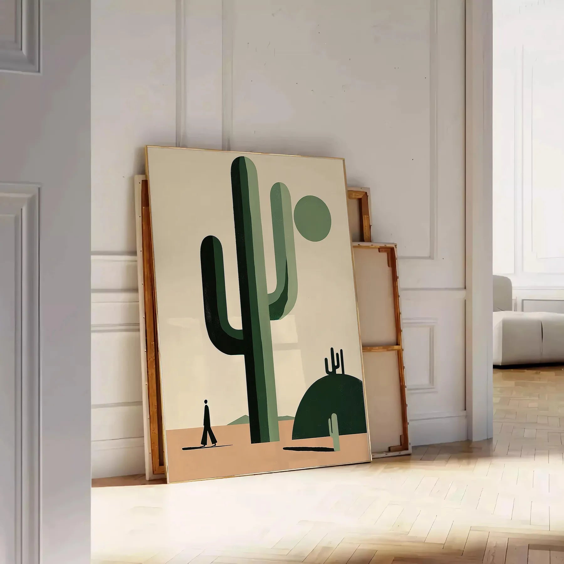 space minimal botanical cactus print poster elegant black gray hues chic wall art modern touch perfect unique artwork thoughtful gift sizes A4 cm A0