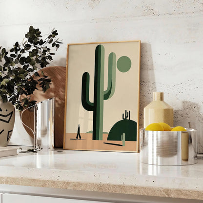 space minimal botanical cactus print poster elegant black gray hues chic wall art modern touch perfect unique artwork thoughtful gift sizes A4 cm A0