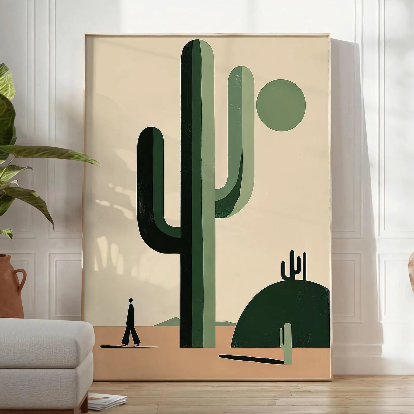 space minimal botanical cactus print poster elegant black gray hues chic wall art modern touch perfect unique artwork thoughtful gift sizes A4 cm A0