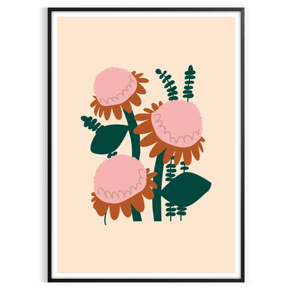space vibrant plant poster lush green orange hues unique wall art gift stunning print nature indoors decor multiple sizes A4 cm A0