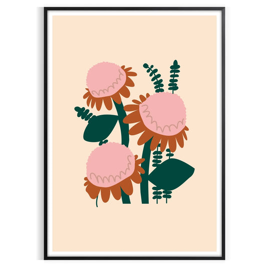 space vibrant plant poster lush green orange hues unique wall art gift stunning print nature indoors decor multiple sizes A4 cm A0