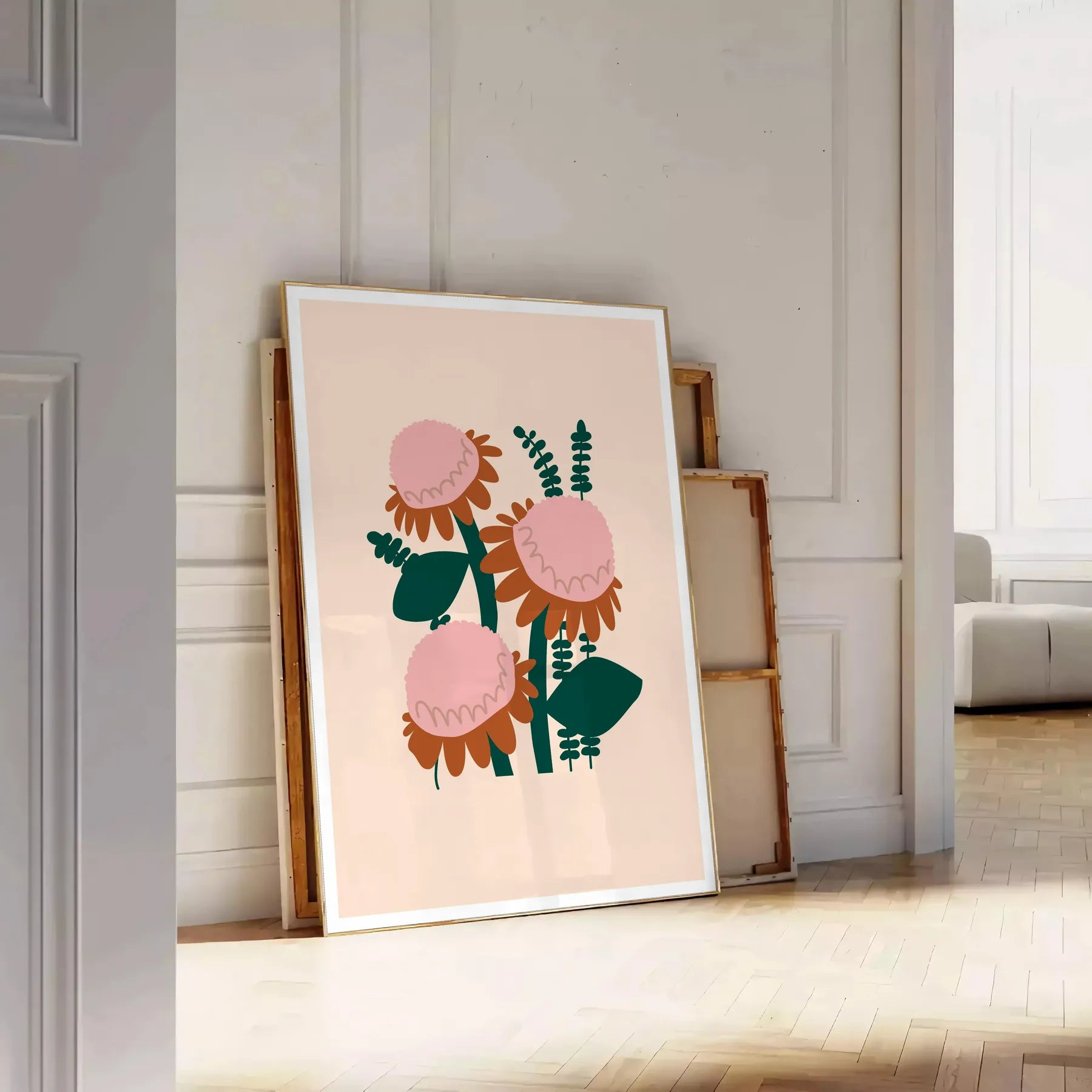 space vibrant plant poster lush green orange hues unique wall art gift stunning print nature indoors decor multiple sizes A4 cm A0