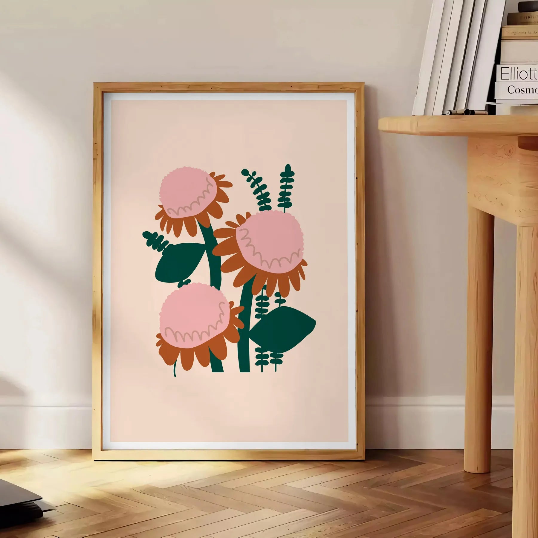 space vibrant plant poster lush green orange hues unique wall art gift stunning print nature indoors decor multiple sizes A4 cm A0
