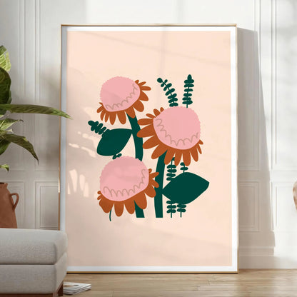 space vibrant plant poster lush green orange hues unique wall art gift stunning print nature indoors decor multiple sizes A4 cm A0