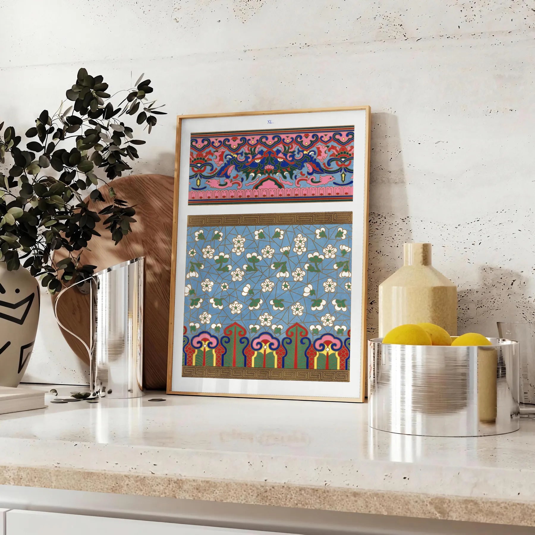 space plant poster gray blue hues wall art exquisite print touch nature elegance room thoughtful gift size A4 cm A0