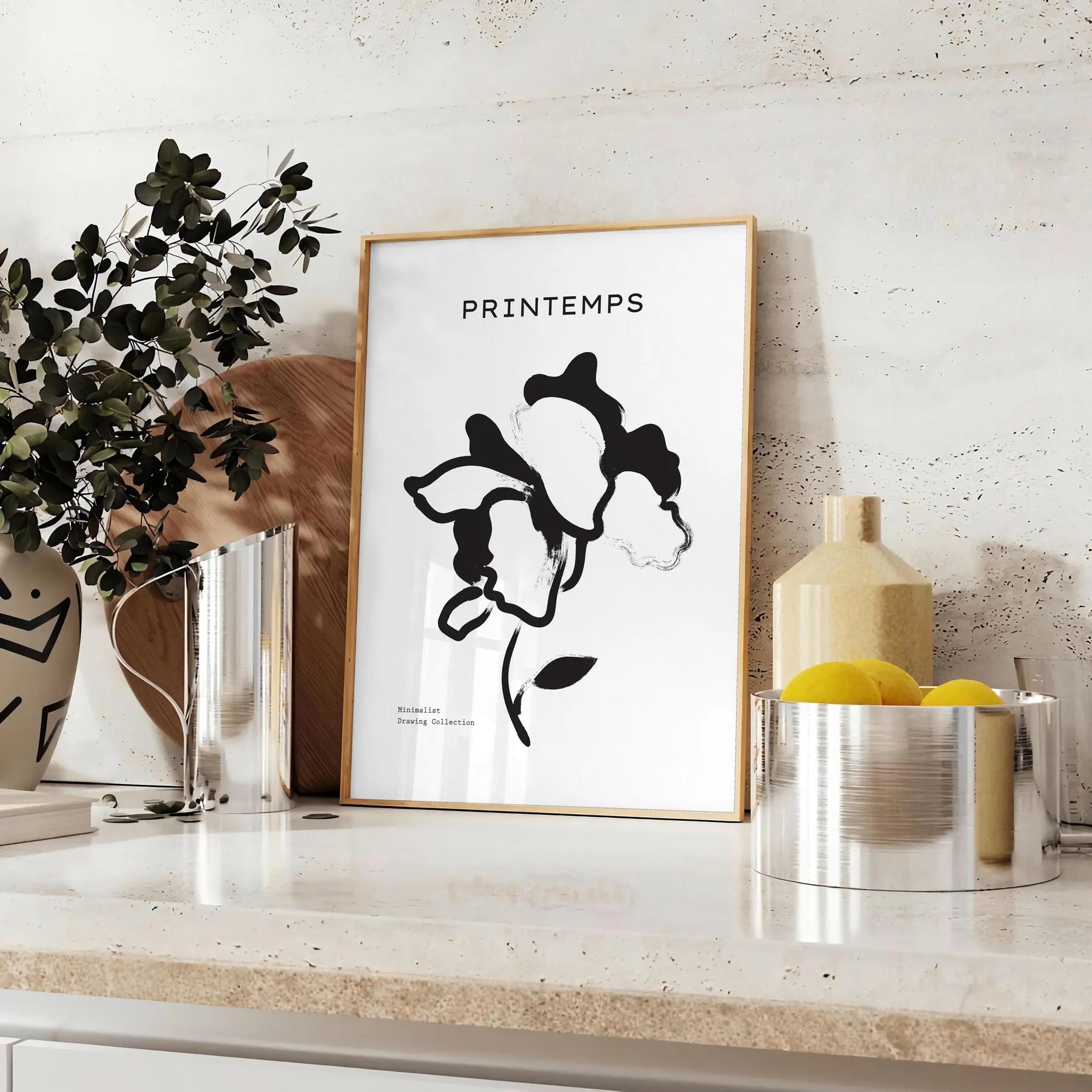 space stunning botanical poster graceful plant designs elegant gray black tones modern wall art piece thoughtful gift various dimensions A4 cm A0