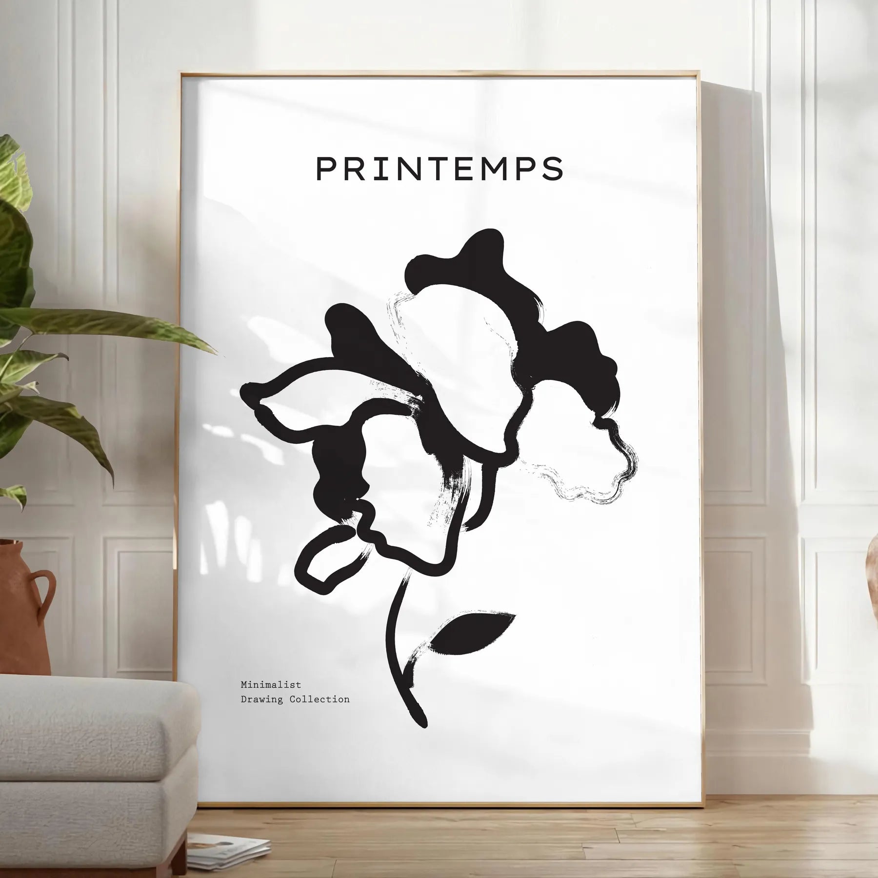 space stunning botanical poster graceful plant designs elegant gray black tones modern wall art piece thoughtful gift various dimensions A4 cm A0