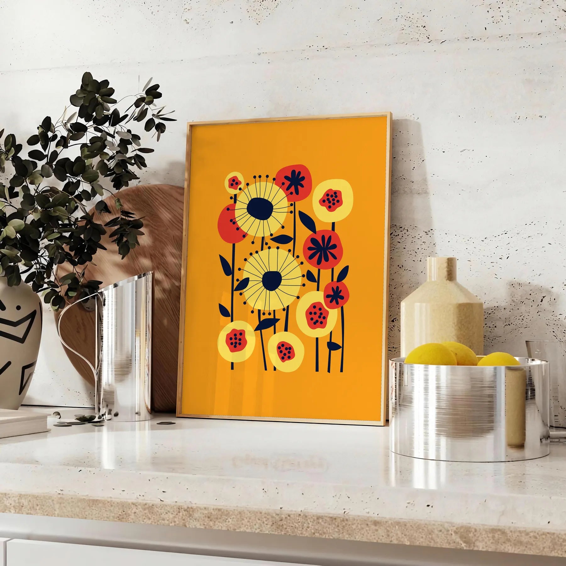 space stunning plant poster vibrant orange hues sophisticated black background eye wall art perfect gift addition decor unframed formats