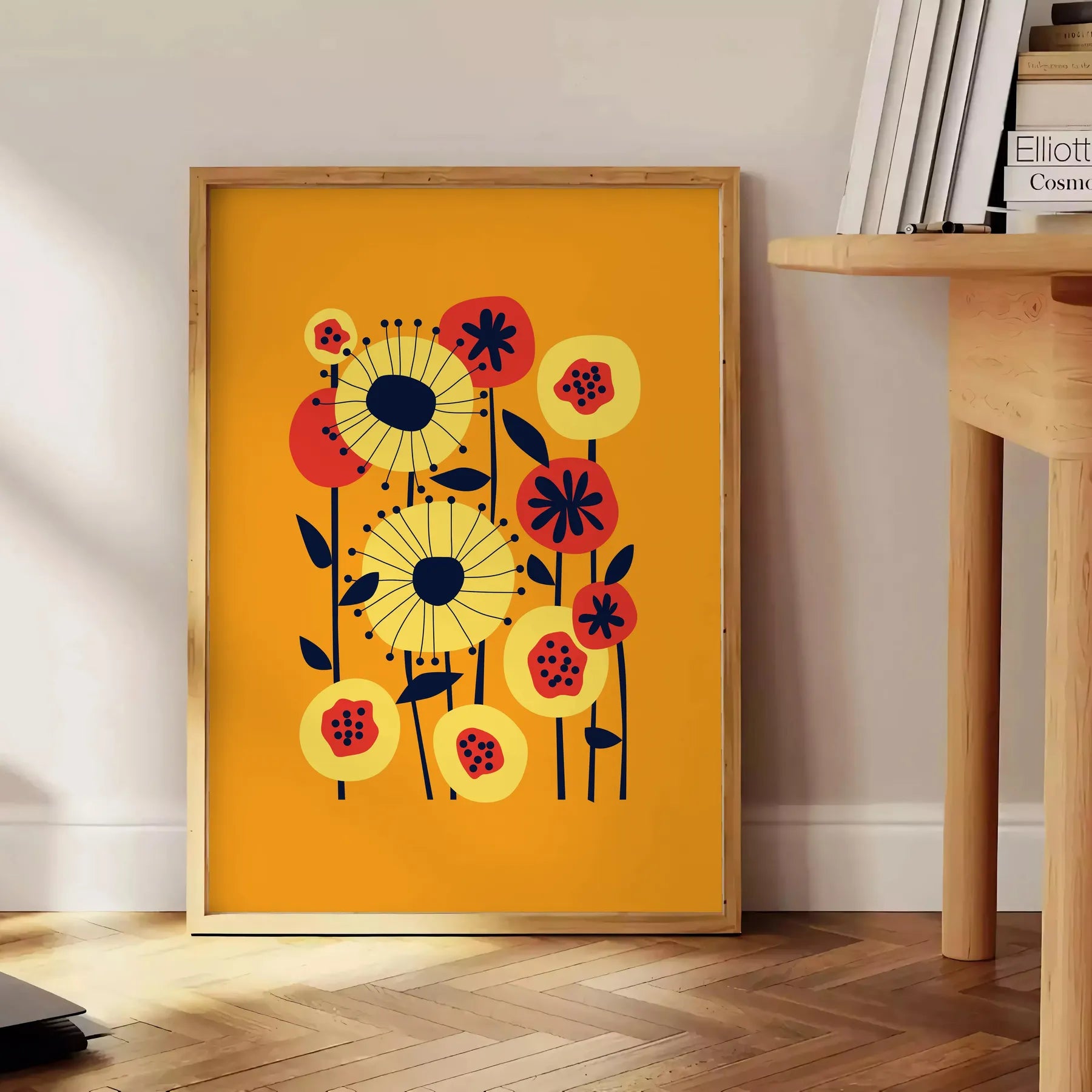 space stunning plant poster vibrant orange hues sophisticated black background eye wall art perfect gift addition decor unframed formats